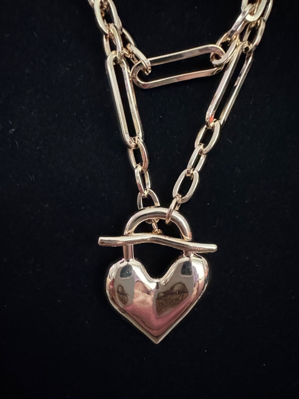 Camila Coelho Gold  colored Layered Chain Necklace with Heart Pendant 38” - Picture 8 of 8